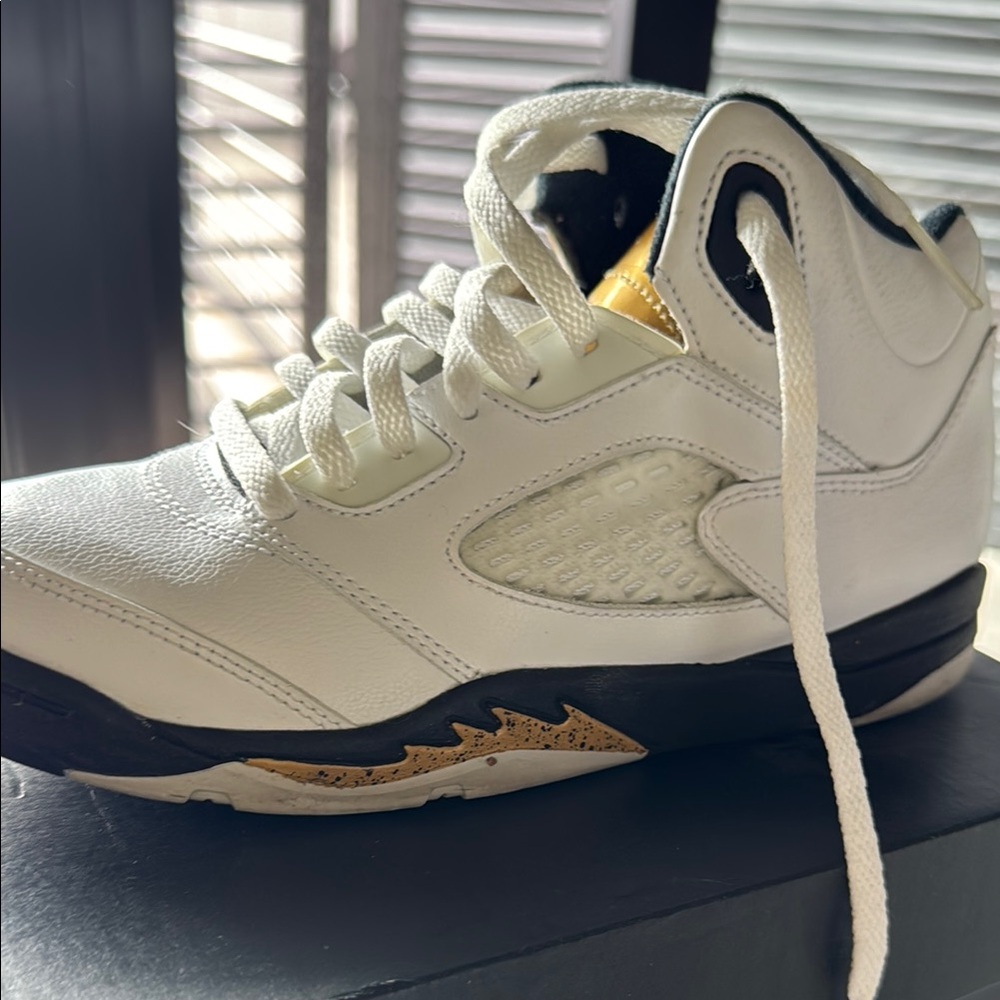 White and Gold High-Top Sneakers